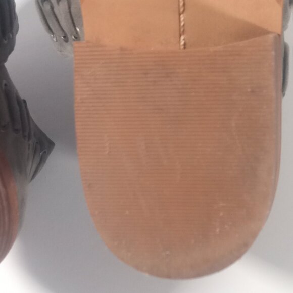 Vince Camuto Pevista Booties Women size 8 Gray Leather Suede Lace Block Heel - Picture 11 of 14